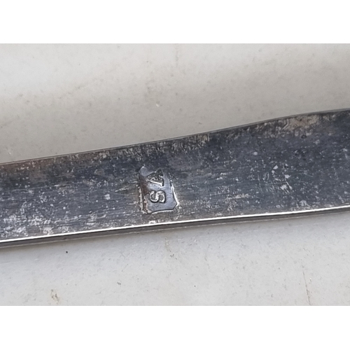 98 - A Victorian silver Christening Spoon and Fork, London 1855, in case, and a pair of Georgian silver b... 