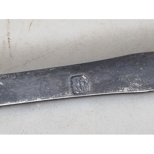 98 - A Victorian silver Christening Spoon and Fork, London 1855, in case, and a pair of Georgian silver b... 