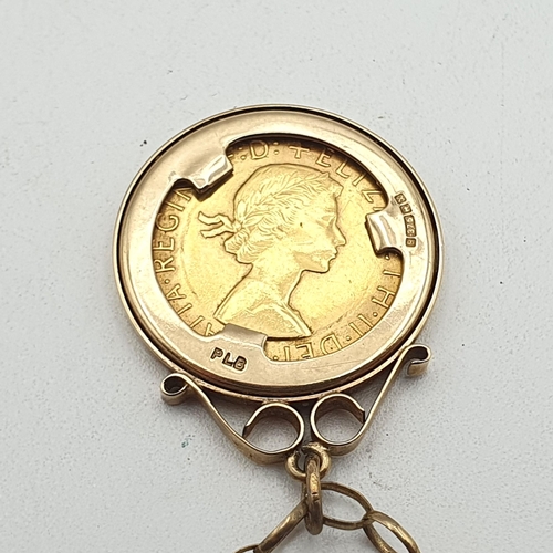236 - A 1967 QEII Sovereign in 9ct gold Pendant Mount on a 9ct gold open link Belcher Chain, approx 13.8gm... 