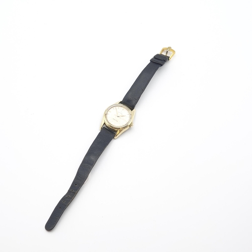 252 - OMEGA. An Omega 'Ladymatic' Seamaster Wristwatch the silvered dial with hourly baton markers in gold... 