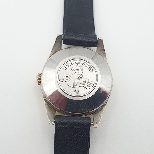 252 - OMEGA. An Omega 'Ladymatic' Seamaster Wristwatch the silvered dial with hourly baton markers in gold... 