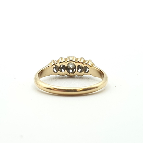 278 - An Edwardian Diamond five stone Ring claw-set graduated old-cut stones in 18ct gold, ring size J, ap... 