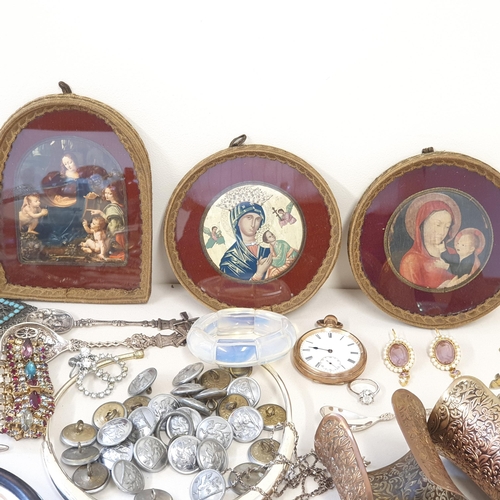 290 - A collection of Costume Jewellery, Hand Mirror, military Buttons etc