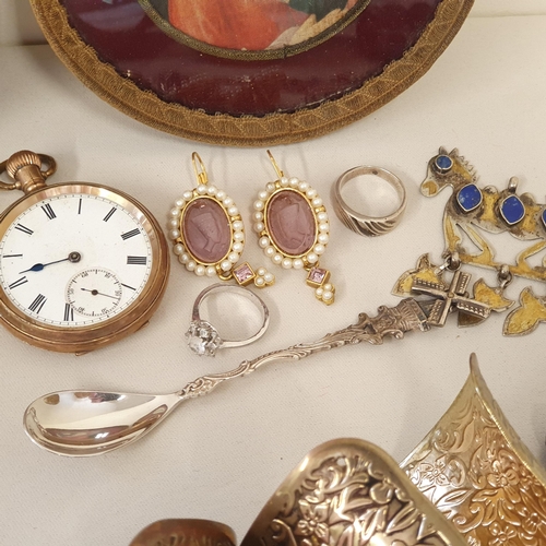 290 - A collection of Costume Jewellery, Hand Mirror, military Buttons etc