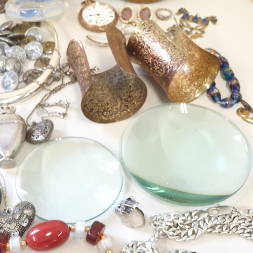 290 - A collection of Costume Jewellery, Hand Mirror, military Buttons etc