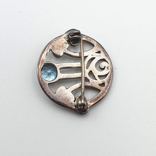296 - Two vintage reverse carve Lucite Brooches, a silver Art Nouveau style Brooches set blue topaz and a ... 