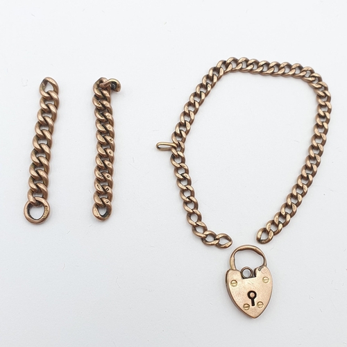 298 - 9ct gold Chain parts and 9ct gold Padlock Clasp, approx 13.8gms