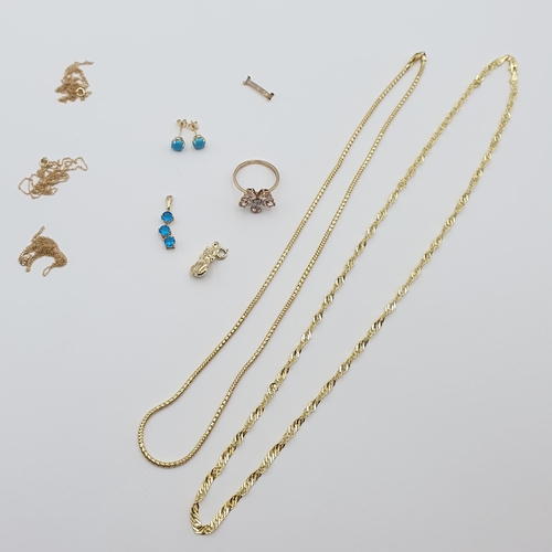 240 - A small collection of 9ct gold and gem-set Jewellery, 12.7gms