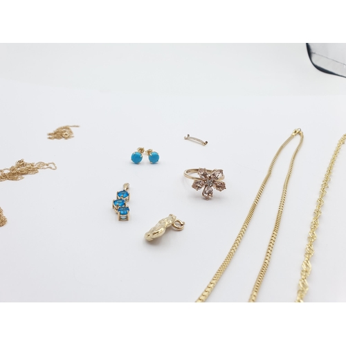 240 - A small collection of 9ct gold and gem-set Jewellery, 12.7gms