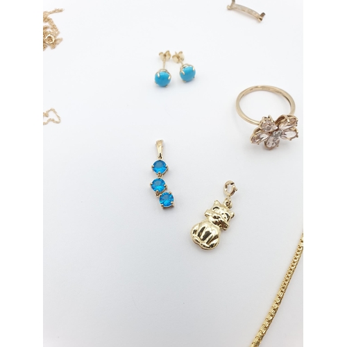 240 - A small collection of 9ct gold and gem-set Jewellery, 12.7gms