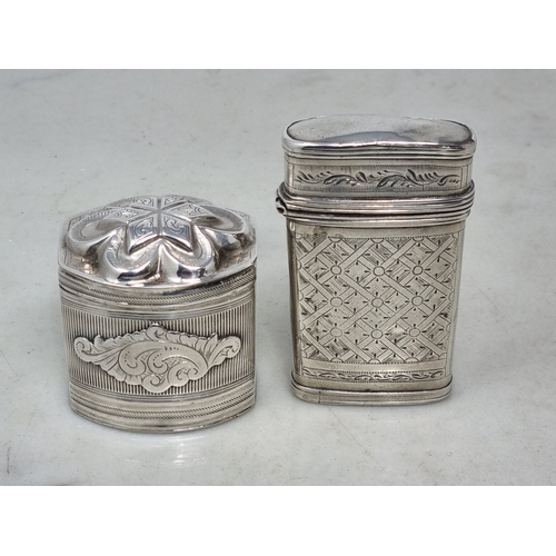 56 - A George IV silver Etui Case with engraved decoration and six interior divisions, London 1823, hinge... 