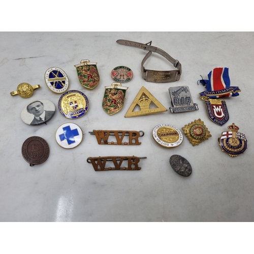 90 - An Edward VII silver Button, Birmingham 1904, and a Collection of Medallions, Badges, etc