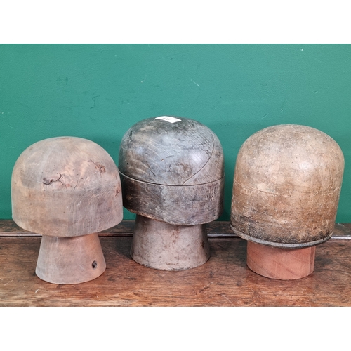 Three Miliners Hat Blocks on Stands. (R3).