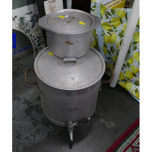 198 - Super Merton ware hot water dispenser and lidded sauce pan