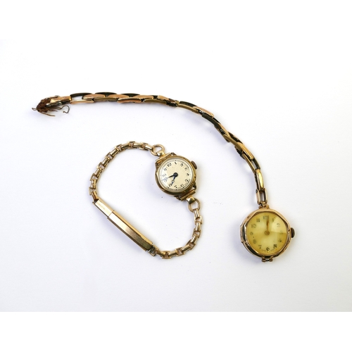 511A - Ladies vintage wrist watch with rolled gold case, together with a ladies 9 ct cased ladies wrist wat... 