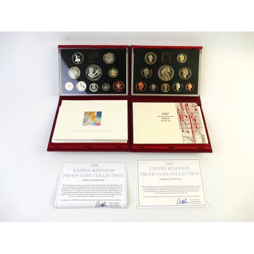 519 - Two boxed sets of Royal Mint United Kingdom proof coin collection for 1997 and 1998