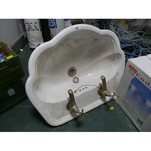 408 - Vintage sink with brass taps