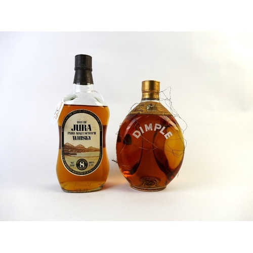 1 - Jura Scotch Whisky, 70 degrees proof, 8 year old, 26 fluid ounces, from the 1970's and a bottle of D... 