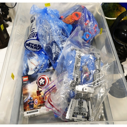 321 - Storage tub of Star Wars Lego and Nerf guns etc