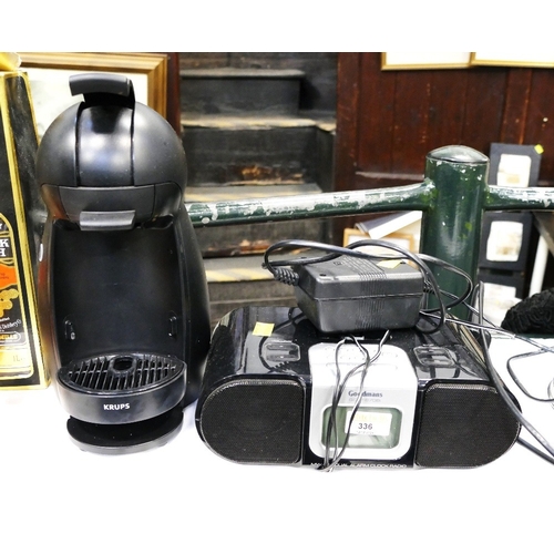 336 - Goodmans alarm clock radio and Krups coffee machine