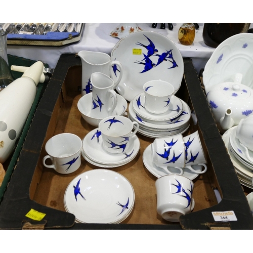 344 - Czech tea set decorated with Swallows