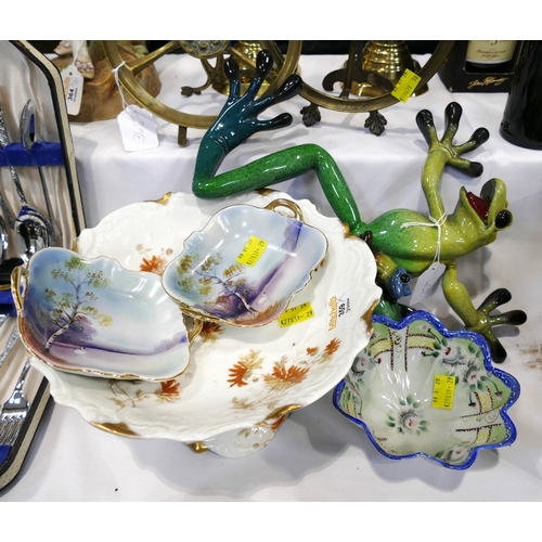 359 - Ceramic bonbon dish and collection of porcelain trinket dishes and a Kitty's Critters Lucy and Lil R... 