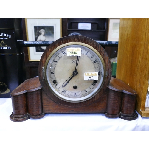 367 - Oak cased Everite chiming mantle clock, circa 1930's