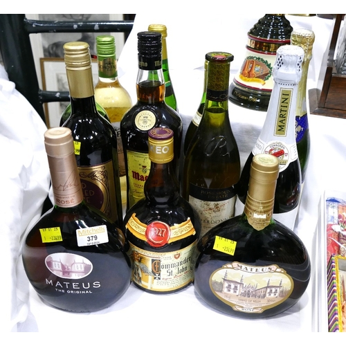 379 - Quantity of alcohol including rose wine, mulled wine, chardonnay, pinot grigio etc