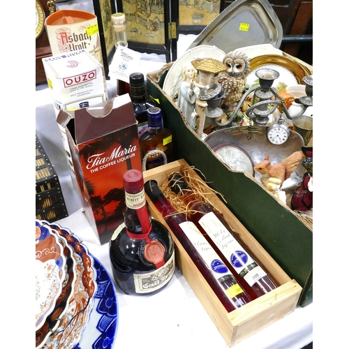 388 - Collection of vintage alcohol including Damson liqueur, Tia Maria, Ouzo etc