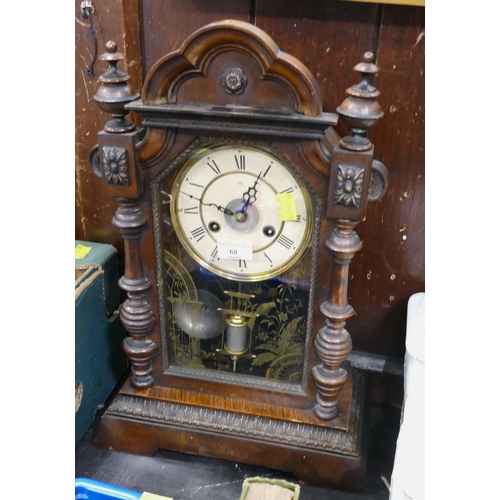 68 - Wooden ornate carved mantel clock