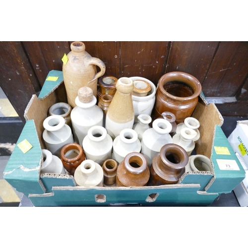 73 - Box of stoneware storage jars and bottles