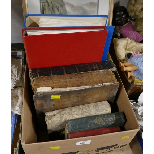 132 - Box of vintage books and stamp albums