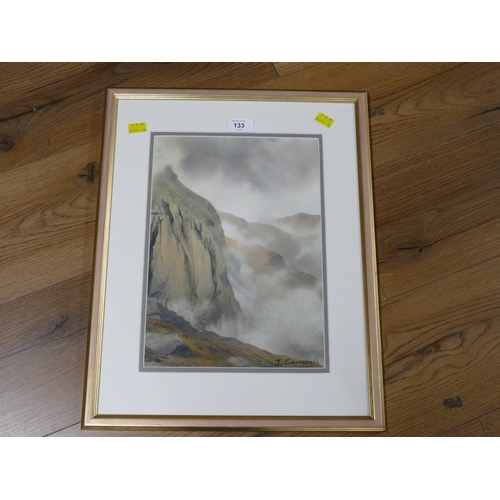 133 - Watercolour, mountain by John Campbell