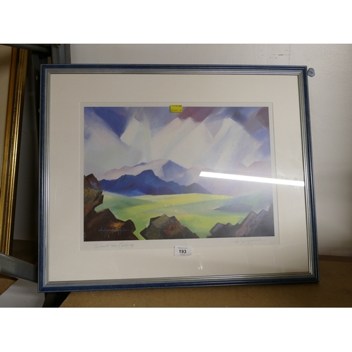 193 - Shirley Shackleton signed print, Sunburst over Castle Rigg