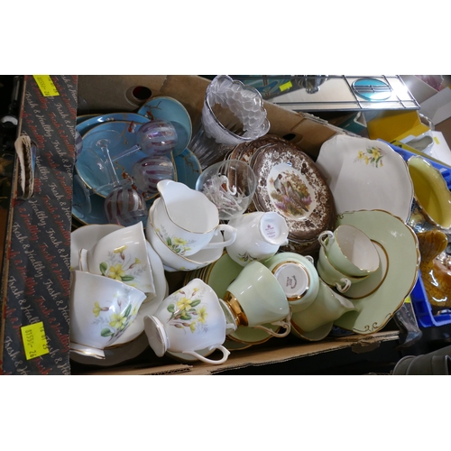 260 - Box of Royal Worcester Game Series plates, part tea sets, including Royal Albert Primrose, small Mur... 