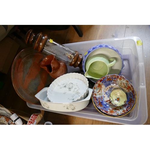 282 - Box of pottery plates, jugs, bowls etc