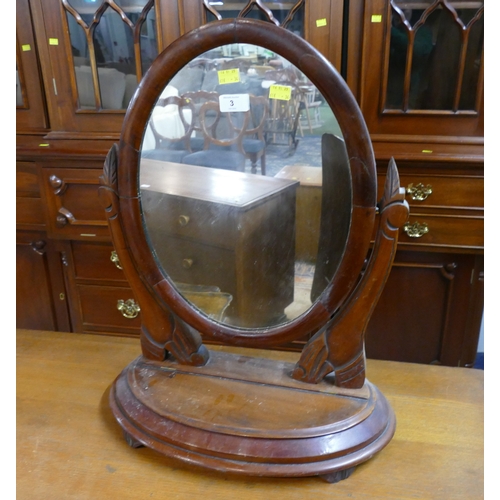 3 - Mahogany vanity mirror with hinged storage base