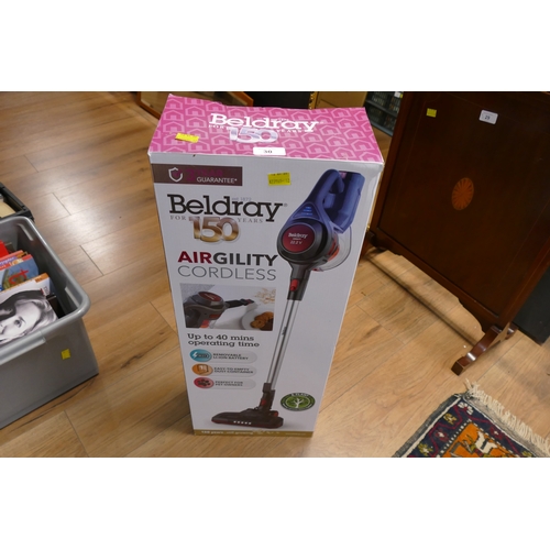 30 - Boxed Beldray Airgility cordless vacuum cleaner