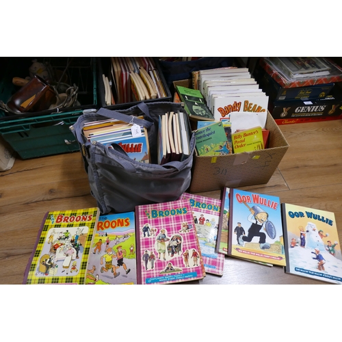 311 - Four boxes of children's annuals, Dandy, Beano, Our Wullie, The Broons etc