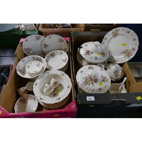 349 - Large quantity of Royal Doulton Old Leeds Sprays dinnerware, two tureens etc