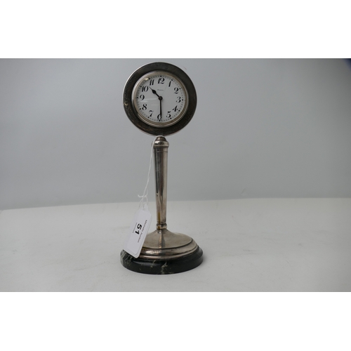 51 - Eight day desk clock marked to base rim Tiffany & Co., sterling silver, height 20 cm