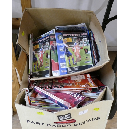 70 - Two boxes of Workington AFC Reds football programmes