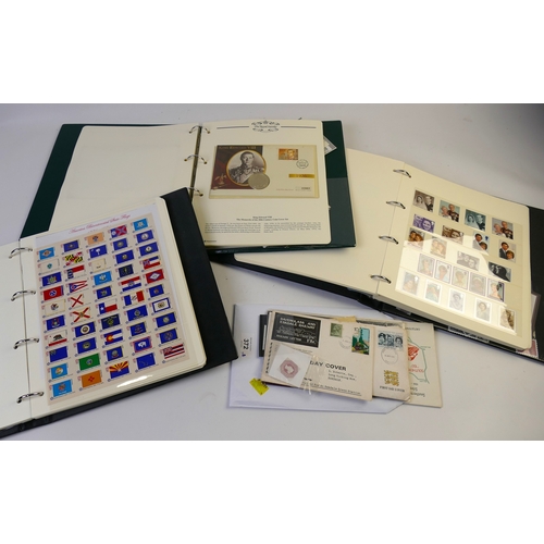 372 - Monarchs of The 20th Century coin cover collection, folder of United States stamps and another of GB... 