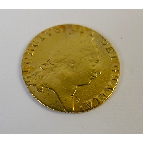 390 - Gold full guinea coin dated 1790, weight +/- 8.17 grams