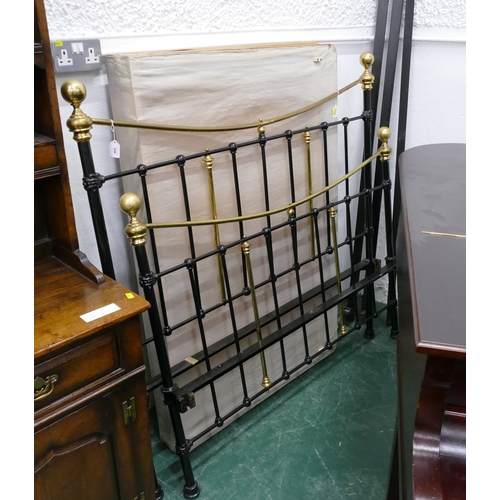 546 - Brass cast single bed, frame with base