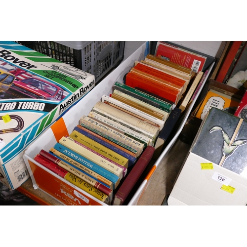 127 - Small suitcase and box of vintage books