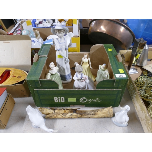 209 - Box of figurines - Nao, Royal Doulton etc