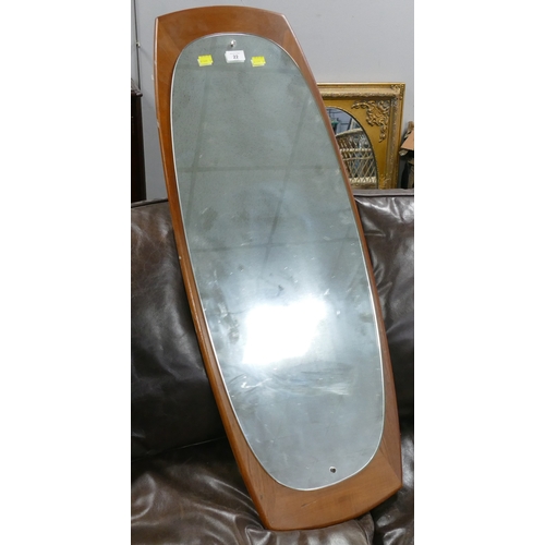 22 - Oval mid century mirror, 106 cm high