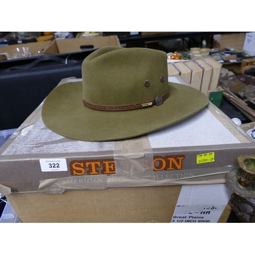 322 - Boxed American Stetson Buffalo Collection cowboy hat Size 7 1/4