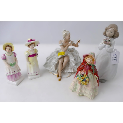 38 - Collection of figurines - Nao, Royal Doulton and a German porcelain figure